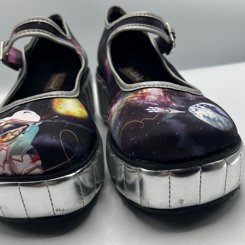 Galaxy Astronaut Platform Mary Janes - Silver Platform, Purple Galaxy Print - Picture 5 of 11
